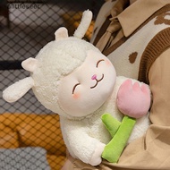 EE  25CM Cute Lamb Hold Tulip Flower Pillow Plush Doll Toy Hugging Flower Lamb Bow Tie Gentleman Sheep Lady Lamb Soothing Toys Gifts n