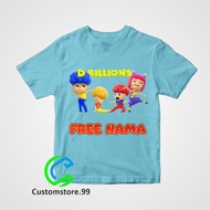 CHILDREN'S CLOTHES, CHILDREN'S T-SHIRTS, DBILLIONS CARTOON, FREE NAME, PREMIUM COTTON MATERIAL