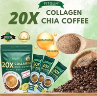 100% Original kopi bijian Fitgum 20x Collagen - berseri dengan chia & Robusta asli - kopi semula jad