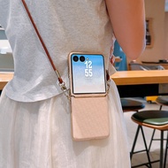 New For Samsung Galaxy Flip7 phone case Flip7/6 diamond patterned leather casing hanging rope strap 