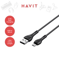 Havit CB6159L (USB to MICRO) 1.8M 2.0A Fast Charging Cable Compatible to Android Phones Devices Powerbank