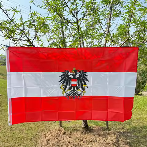 Austria Flag 90*150cm Austria Eagle National Flags Banners with Coat of Arms Austrian Emblem Country