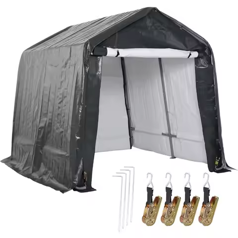 6 X 8 FT Heavy Duty Storage Shelter, Portable Shed Carport with Roll-up Zipper Door,Waterproof and U