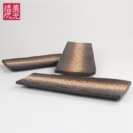 Mikron Burn11/14/18Extra Large Rectangular Ceramic Plate for Salad, Sashimi, Fish, Meat, and Steak