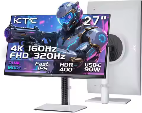 KTC 27 Inch 4K Gaming Monitor, Dual Mode UHD 160Hz & FHD 320Hz, Fast IPS, HDR400 90W Type-C, HDMI 2.