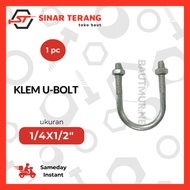 Ubolt U Bolt 1/ 4 x 1/2" inch Galvanized White - Pipe clamp 0.5" - Paralon clamp