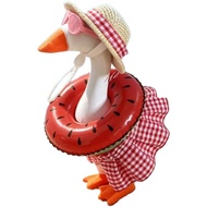 Summer Bikini Desk Goose Outfits, 7 Inch Mini Desktop Goose Clothes with Straw Hat, Sunglasses & Swi