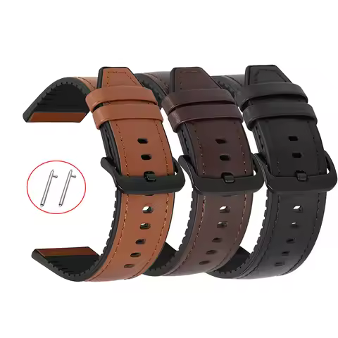 20 22mm Silicon Leather strap For Samsung galaxy watch 3 41mm 45mm Active2 Gear S3 Strap Bracelet Ga