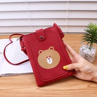 Girls Cute HandPhone Pouches PU Leather Coin Purses Bear Key Wallet Fashion Women's Sling Bag