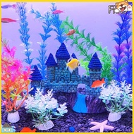[SP] 15Pcs/Set Fish Tank Ornament Castle Starfish Design Landscaping Decor Accessories Artificial Simulation Water Grass for Aquarium