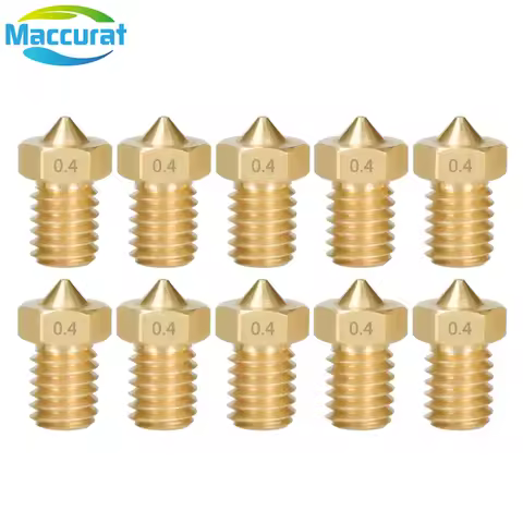 10pcs V5 V6 E3D Nozzle 0.2 0.3 0.4 0.5 0.6 0.8 1.0mm 3D Printer Part M6 Thread All Metal Nozzle For 