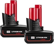 Gcxvyuot 2 Packs 12V 3/5.5/6.5/9.5Ah Battery Compatible with Milwaukee M12 XC 48-11-2410 48-11-2420 