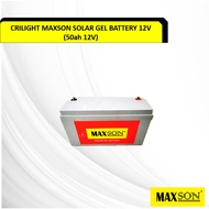 Crilight Maxson Solar Gel Battery 50AH 12V Deep Cycle AGM Batteries Pagar Elektrik Kebun Fence