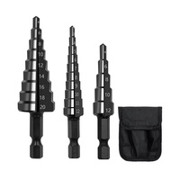 domain-3pcs 3-12mm 4-12mm 4-20mm HSS Straight Groove Step Drill Bit Set Wood Metal Hole Cutter Core