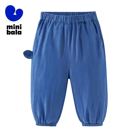 Mini Bala Boys and Girls Pants 2025 Mosquito-Proof Baby Summer Lightweight Modal Faux Jeans for Comf
