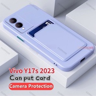 Vivo Y17s 2023 Candy Card Slot Wallet Silicone Soft Casing For Vivo Y17s VivoY17S sY17 Y 17 17Y Y17 S 4G 5G 2023Camera Protect Phone Case Back Cover