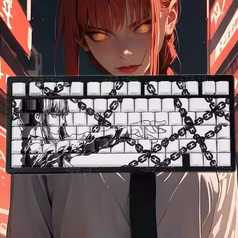 129 Keys White Makima Anime Keycaps Translucent Keys PBT Keycap Chreey Keycaps Dye-sub Mechanical Ke