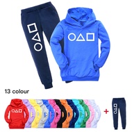 Squid Game Boys Hoodie Girls Sweater Hooded Trousers Set Pocket Personalized Sweater + Sports Trousers 1365 Autumn Kids Clothing Set