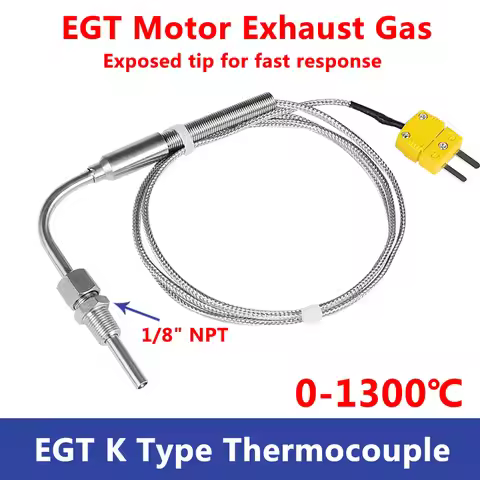 1300°C K type EGT Motor Exhaust Gas Temperature Sensor Stainless Steel Probe Thermocouple Tube Threa