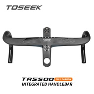 TOSEEK TR5500 Road bicycle Full Carbon fiber Handlebars bikes Parts Cycling Integrated Road handlebar 28.6mm With Bike Computer Holder Internal routing road bike handle bar