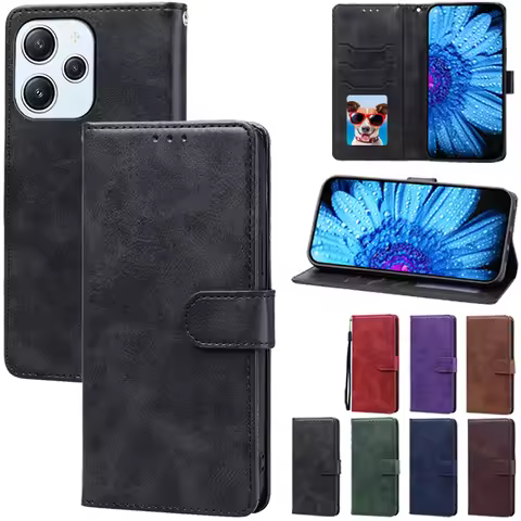 For Redmi 12 5G Case Leather Wallet Flip Case For Redmi 12 4G Cover Protector Phone Case For Xiaomi 