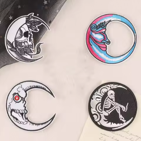 Moon Eclipse Lunar Luna Iron On Embroidered Clothes Patches For Clothing Stickers Garment Wholesale
