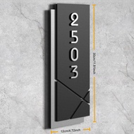 Singapore HDB Door Signage Silver verticalc Customised Unit Sign door sign/unit number signage Custo