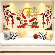 ❉ 3d FU/JIA acrylic mirror wall sticker New Year Living Room Entrance Background Wallpaper sticker 福字新年装饰过年房间客厅餐厅沙发电视背景墙面上自粘3d立体墙贴