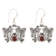 Silver Butterfly Gemstone Earrings E383