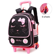 2023 Children School Bag With Wheels School Backpack For Girls Students Backpack Rolling Trolley Bag Kids Teenagers Book Travel Bags