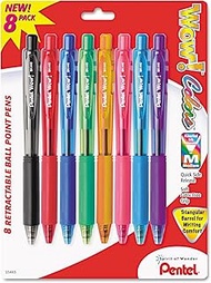 Pentel Bk440bp8m Wow! Retractable Ballpoint Pen, 1Mm, Assorted Barrel, Assorted Ink, 8/Pack