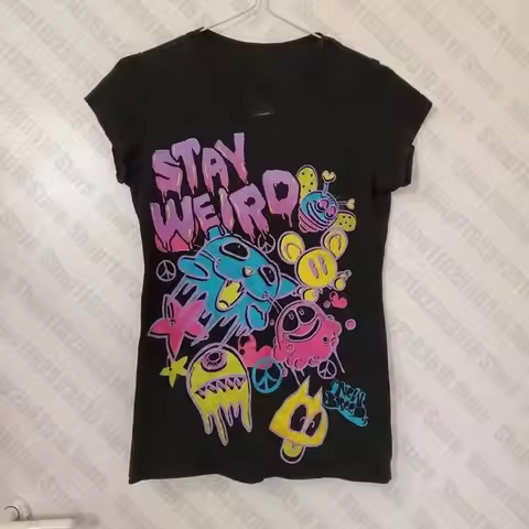 Streetwear T-Shirts anime Grunge Emo Girls Aesthetic Slim Baby Tee Punk goth skull Print Crop Tops Y