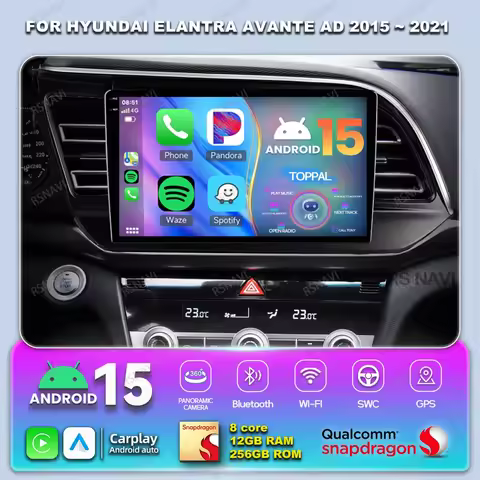 Android 15 Car Radio For Hyundai Elantra Avante AD 2015 ~ 2021 Viedo Player 4G LTE QLED Wireless Car