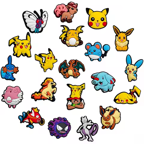 wholesale Lovely Pokemon Pikachu PVC shoe Charms Accessories Decoration Buckles Classic Clog Fit Ban