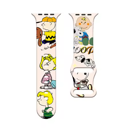 Clumsy-cute Snoopy Series Pattern Print Strap for Apple Watch 11/10/9/8/7/SE, Soft Silicone Replacem
