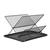 Mishilei Dish Drying Rack Foldable Drain Bowl Rack Extendable Dish Drainer with Cutlery Holder Colla