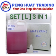 Fiberglass Resin SET ( L ) 3 IN 1 ( Gam Fiber Untuk Boat )