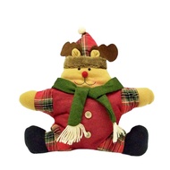 [特價]摩達客耶誕-聖誕格紋五角星抱枕靠枕-綠圍巾麋鹿-交換禮物