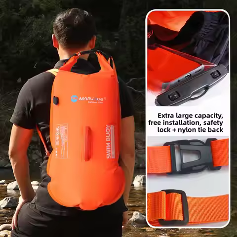 Swimming specific double airbag safety lifebuoy buoy storage bag adult outdoor float