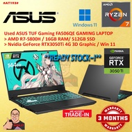 #AT193 USED ASUS TUF FA506QE GAMINIG LAPTOP AMD RYZEN R7-5800H 16G 512SSD RTX3050Ti RTX 3050 Ti 4G 1