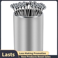 20PCS Metal Cocktail Picks with Holder Kit, Stainless Steel Cocktail Picks, Reusable Cocktail Skewer