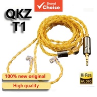 QKZ T1 Earphones Upgrade Cable 8-Pin QDC Silver-Plated Copper 3.5mm Plug 0.75 2-Pin IEM Earbuds Head