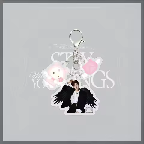 SKZOO Stray Kids Angel Wings 3-Piece Acrylic Keychain, KPOP Periphery, Bag Pendant, Including Cartoo