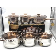 Bộ nồi Đức ENGELBERG 6 món 12 chi tiết đáy từ 5 lớp vung kín chống dính cao cấp