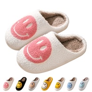 Smile Face Slippers for Women, Soft Plush Smile Slippers Retro Preppy Slippers with Smile Face Happy