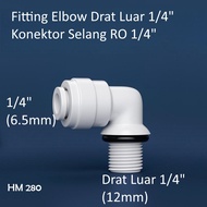 Flhm 280 New Version Without Clip Blue - Double Hook (DN) 1/4''' x Hose 1/4''' Thread RO Reverse Osmosis Water Filter Fittings - RO Water Filter Reverse Osmosis Fittings 1/4''' Inch x Hose 1/4''' Inch Drat - Fitting Elbow RO Male Elbow Hose 1/4'''' x Drat