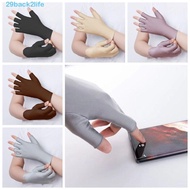 BACK2LIFE 1 Pair Women Sun Protection Gloves, Spandex Ice Silk Thin Ice Silk Gloves, Driving Sunscre