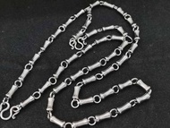 6mm Thickness Stainless Steel Double Hangers Short Tubes Link Chain Amulet Necklace L76cm.