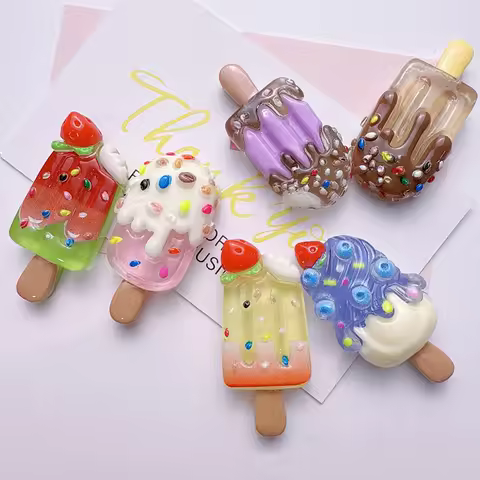 6Pcs Cute Colorful Chocolate Fruit Cake Ice Cream Resin Fridge Magnets Magnetic Push Pin for Refrige