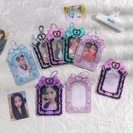 Cute Transparent Card Sleeve Water-Resistant 3-Inch Bow 3inch Photo Sleeve Idol Photo Pouch for Phot